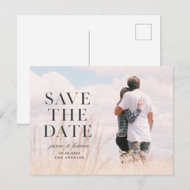 Cartão postal de anúncio com fonte serifada (Frente/Verso)