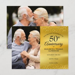 Cartão Postal De Anúncio Comemoração de 50º Aniversário em Folha de Ouro Sa