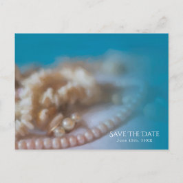 Cartão Postal De Anúncio Conchas & Pérolas Elegante Pintado Salve o Data