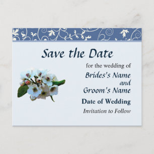 Cartão Postal De Anúncio Conjunto de Save the Date de Flores de Maçã