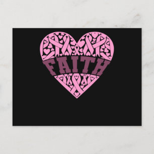 Cartão Postal De Anúncio Consciencialização do Cancro da Mama Coração Rosa