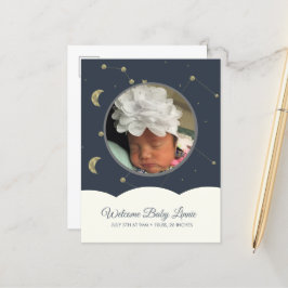 Cartão Postal De Anúncio Constelação de Nuvens Dourado Falso Bebê Azul