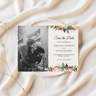 Cartão Postal De Anúncio Cor de Água Moderna Laranja e Deixa Beleza