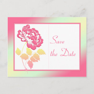 Cartão Postal De Anúncio Cor-de-rosa, amarelo e verde Floral Salvar a Data