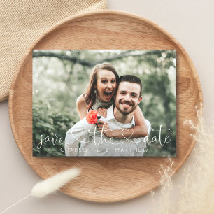 Cartão Postal De Anúncio CORação moderna SALVE A DATA c/ FOTO