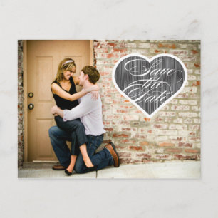 Cartão Postal De Anúncio Coração   Postcard de Save the Date com Foto
