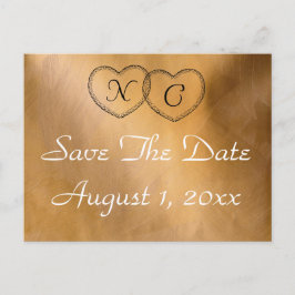 Cartão Postal De Anúncio Corações de Cobre Salve a Data