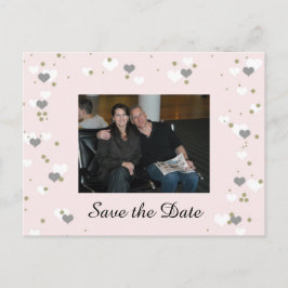 Cartão Postal De Anúncio Corações Reproduzidos Rosa Salvem a Data