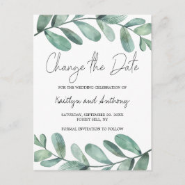 Cartão Postal De Anúncio Cores d'água botânicas Verdura Eucalyptus Announce