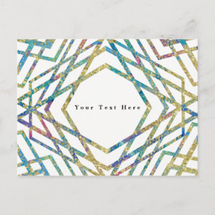 Cartão Postal De Anúncio Cores Glam Geométricas & Festa Chique Personalizad