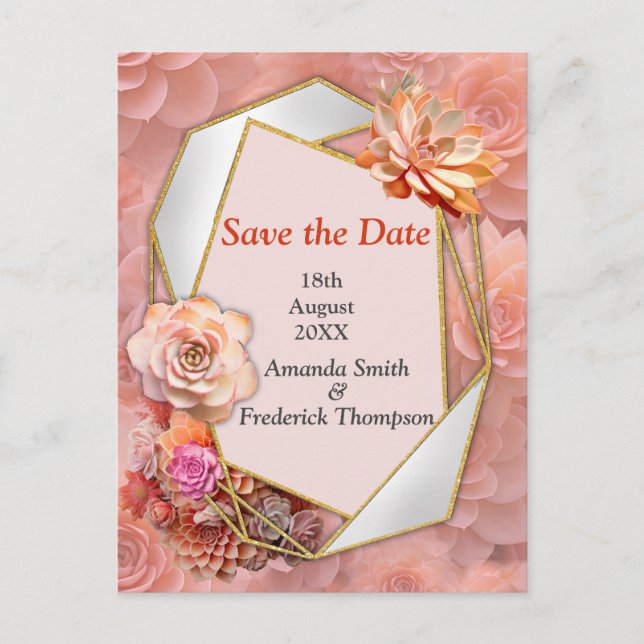 Cartão Postal De Anúncio Cores Suculentas Apricot Crush para 2024 (Frente)