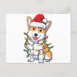 Cartão Postal De Anúncio Corgi Papais noeis Árvore de Natal Luzes Xmas Ofer