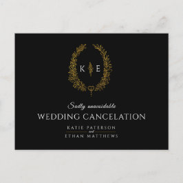 Cartão Postal De Anúncio Coroa de flores monograma cancelamento de casament
