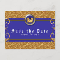 Coroa Dourada e Azul Real Elegante Glam Save the D