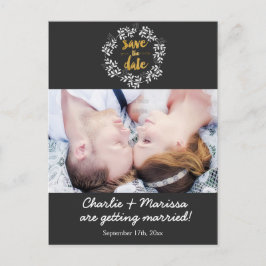 Cartão Postal De Anúncio Coroa Rústica de Folhas SAVE THE DATE Cartão Posta