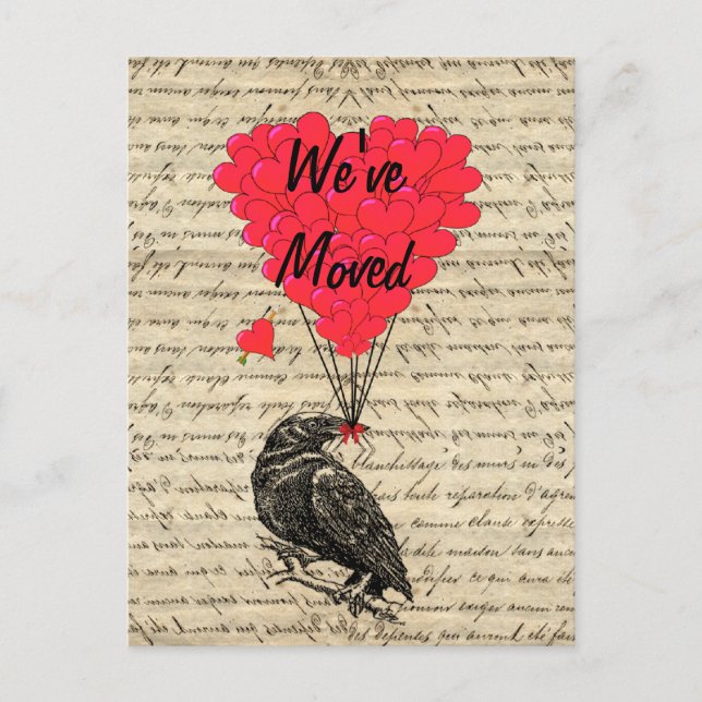 Cartão Postal De Anúncio Corvo engraçado mudança de endereço (Frente)
