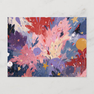 Cartão Postal De Anúncio Cosmic Party Abstract Explosion