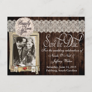 Cartão Postal De Anúncio Country Rustic Photo Save the Date Wedding Card