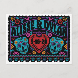 Cartão Postal De Anúncio Cranios Açucarados no Estilo Papel Picado Aviso de