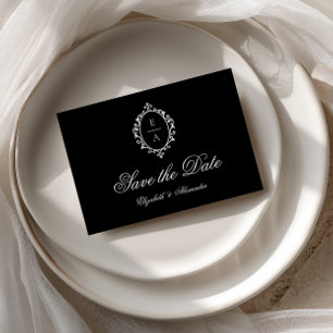 Cartão Postal De Anúncio Crest Oval Preto Antigo Dinheiro Casamento Salve A