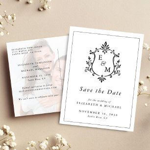Cartão Postal De Anúncio Crestá Monograma de Casamento Elegante Foto Salve