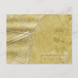 Cartão Postal De Anúncio Cristal Vidro Dourado Brilho Glam Salve a Data