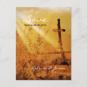 Cartão Postal De Anúncio cruz country vintage casamento salvar a data