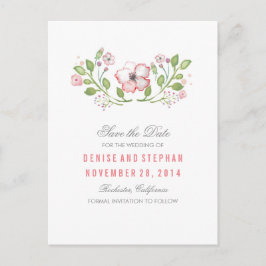 Cartão Postal De Anúncio Curta Floral Salvar Cartões-postais de Data
