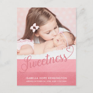 Cartão Postal De Anúncio Cute Sweet Tipografia de Valentim Bebê Foto Nascim