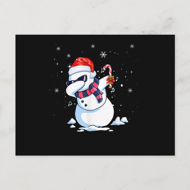 Cartão Postal De Anúncio Dabbing Snowman Papai noel Natal.Png (Frente)