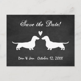 Cartão Postal De Anúncio Dachshund Dog Silhouettes Casamento Salve a Data
