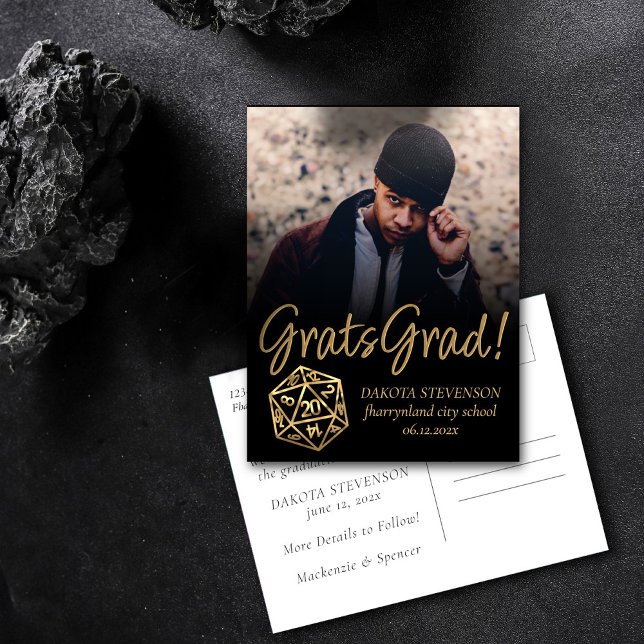 Cartão Postal De Anúncio Dados de RPG | Formatura do Jogador de Mesa de Fan (Criador carregado)