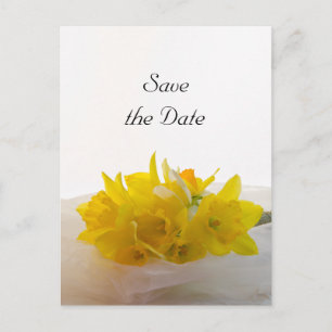Cartão Postal De Anúncio Daffodils Amarelos no Casamento Branco Salvem a Da