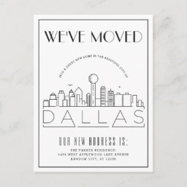 Cartão Postal De Anúncio Dallas Skyline Modern Deco | Mudança de Endereço