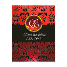 DAMASCO PRETO E VERMELHO RUBI Vermelho Monograma