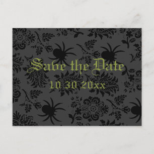 Cartão Postal De Anúncio Damask e Green Save the Date Postcard