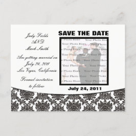 Cartão Postal De Anúncio Damask Elegance Wedding Salvar Cartão-Postal