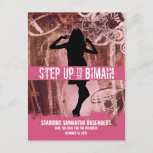 Cartão Postal De Anúncio Dance Party Bat Mitzvah Salvar Data