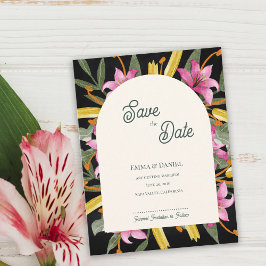Cartão Postal De Anúncio Dark Blush Pink Lily Arched Save the Date