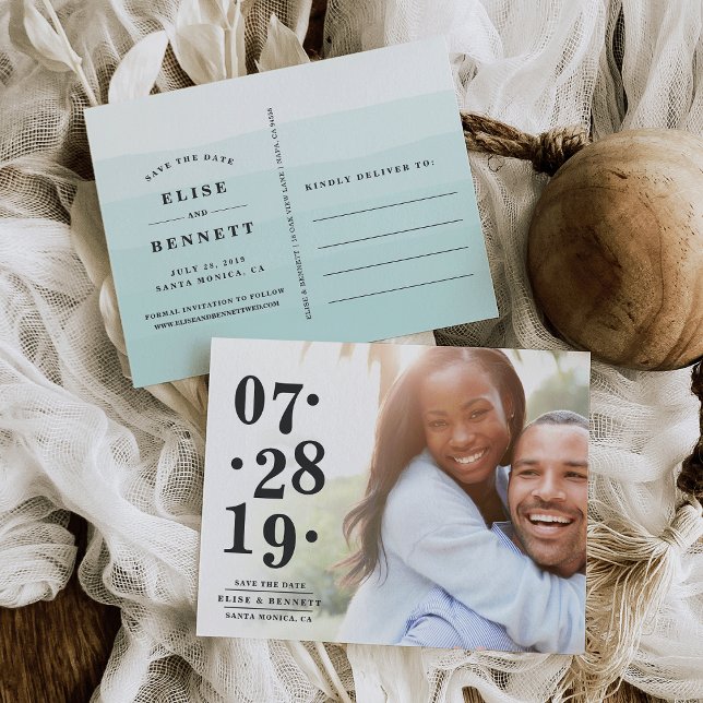 Cartão Postal De Anúncio Data de borda | Data de salvamento da foto (Criador carregado)