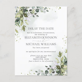 Cartão Postal De Anúncio Data de Casamento Adiada Eucalipto Aquarela