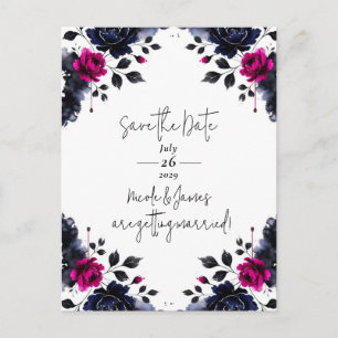 Cartão Postal De Anúncio Data de Salvaguarda da Cor Floral Floral Azul-Cor-