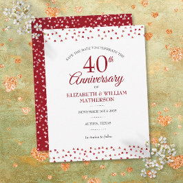 Cartão Postal De Anúncio Data de Salvamento do Amor Rubi do 40º Aniversário