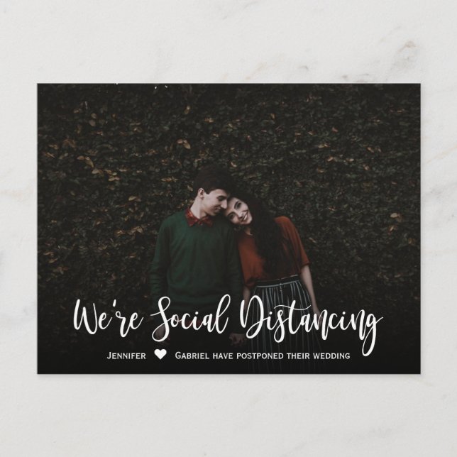 Cartão Postal De Anúncio Data do Casamento Adiada Foto Simples (Frente)