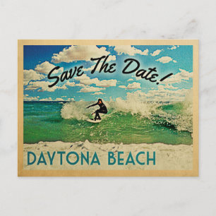 Cartão Postal De Anúncio Daytona Beach Salva A Data Do Surfe Na Flórida