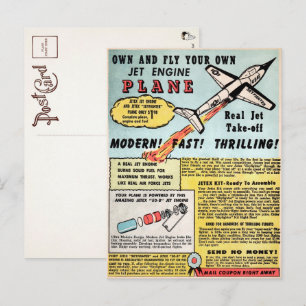 Cartão postal de anúncio de avião em jato Vinta