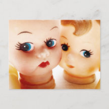 Cartão postal de anúncio de casamento de bonecas r