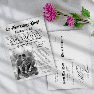 Cartão postal de anúncio de casamento em jornal ún