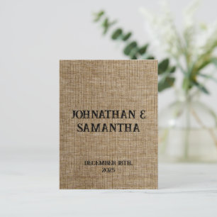 Cartão Postal de Anúncio de Casamento em Lona Rúst
