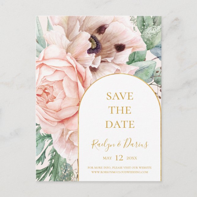 Cartão Postal de Anúncio de Data de Casamento Blus (Frente)